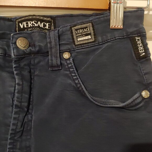 Versace Jeans Couture Navy Stretch Zip Skinny Pants S0 - Picture 5 of 9